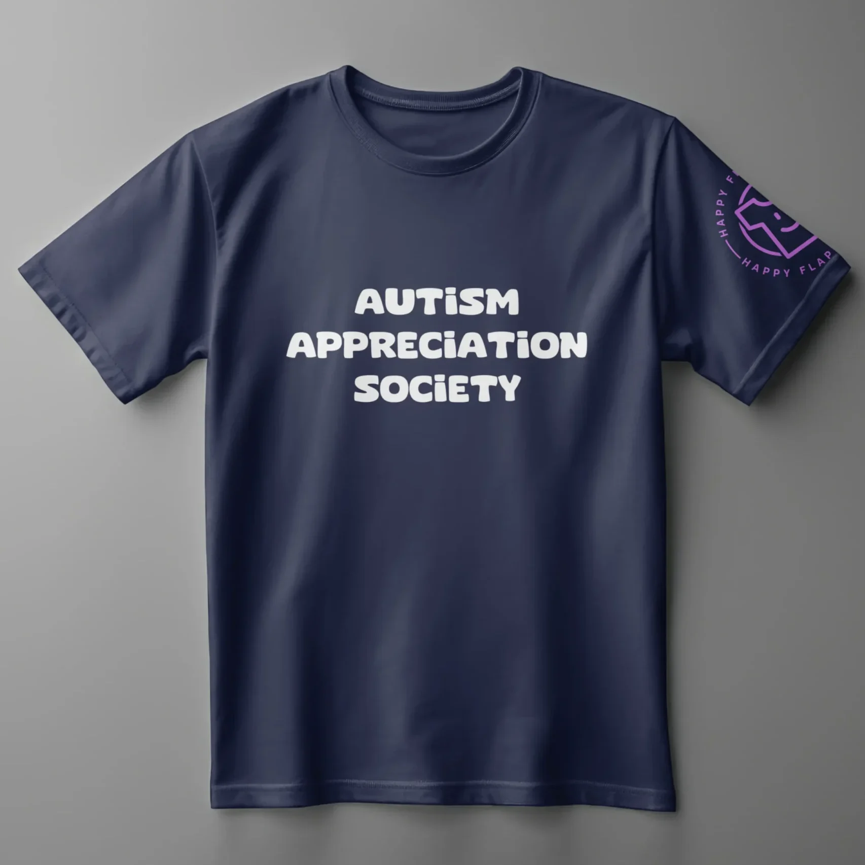 Autism Appreciation Society Navy Adult T-Shirt, for sale at Happy Flappy Gear
