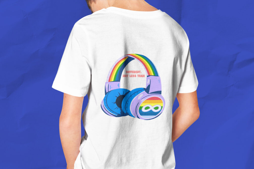 Different Not Less Than white T-shirt for sale at Happy Flappy Gear.